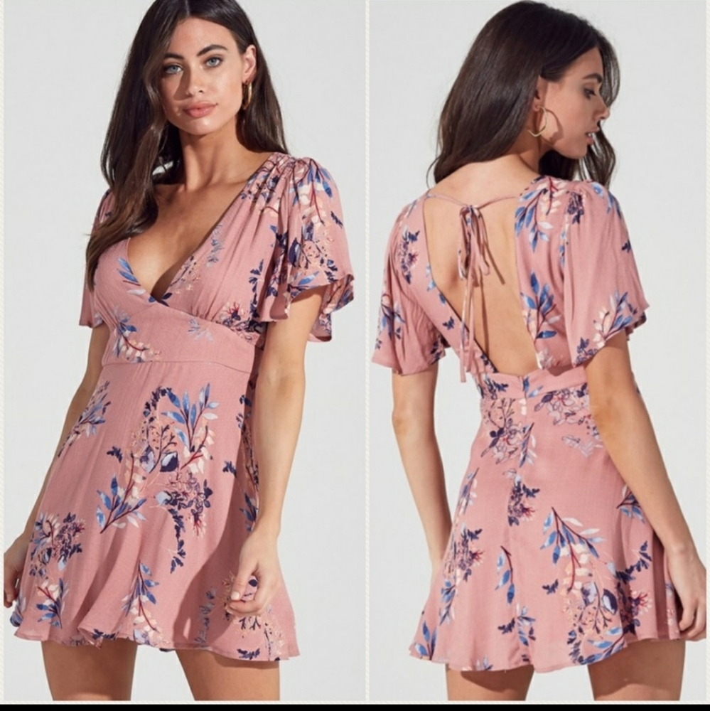 Mauve Floral Mini Dress